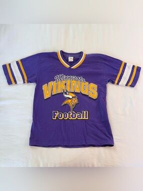 Vintage 80’s Minnesota Vikings Purple Football Tee - Kids 10/12